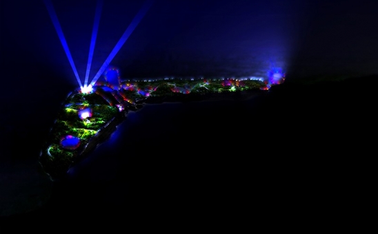 公园夜景鸟瞰图